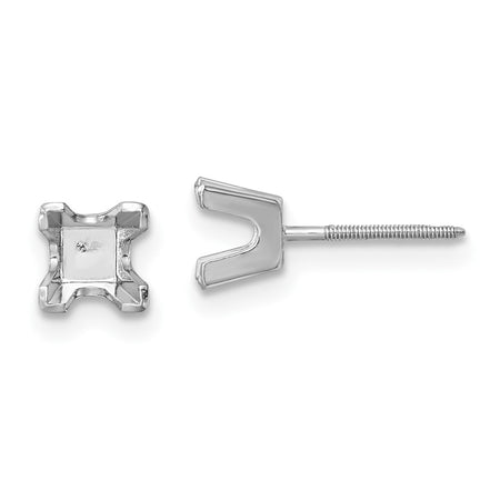 14k White Gold 4mm Princess Cut Stud Earring Mountings (XWAP6)