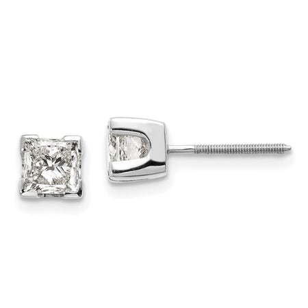 14k White Gold 4.5mm Princess Cut Stud Earring Mountings (XWAP7)