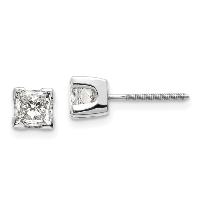 14k White Gold 4.5mm Princess Cut Stud Earring Mountings (XWAP7)