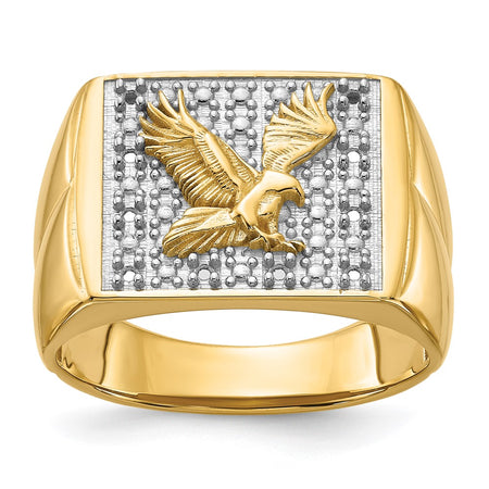 14k Squared Top with Eagle in Center Mens Diamond Ring Mounting (Y1565)