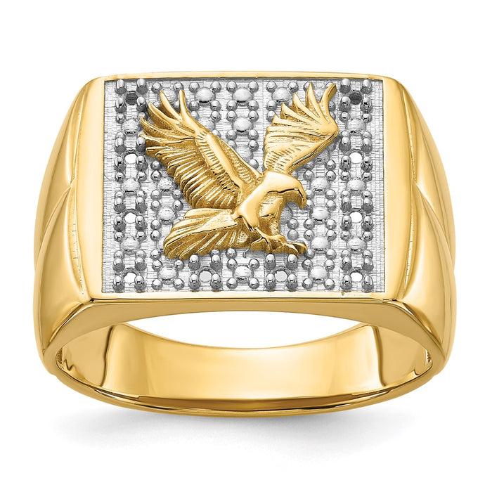 14k Squared Top with Eagle in Center Mens Diamond Ring Mounting (Y1565)