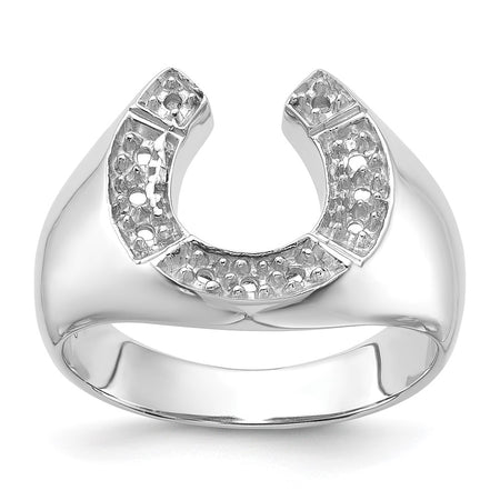 14k White Gold Polished Mens Diamond Horseshoe Ring Mounting (Y1567)