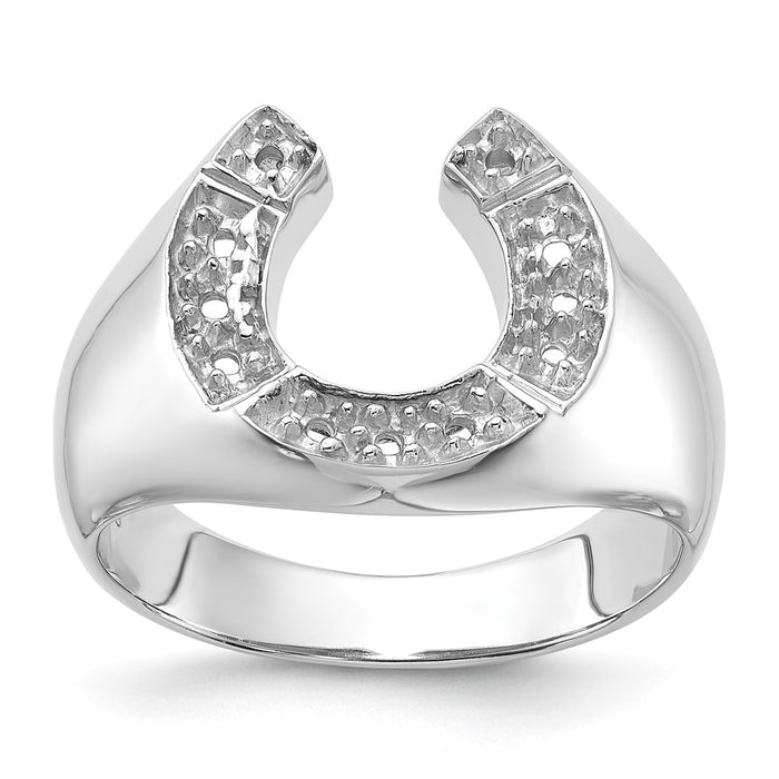 14k White Gold Polished Mens Diamond Horseshoe Ring Mounting (Y1567)