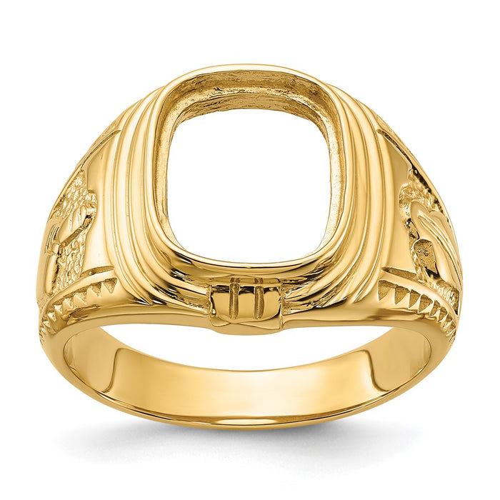 14k Men's Polished and Textured Masonic Ring Mounting (Y1577)