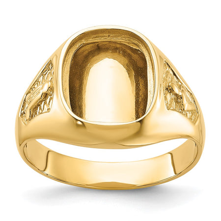 14k Men's Polished and Textured Masonic Ring Mounting (Y1583)