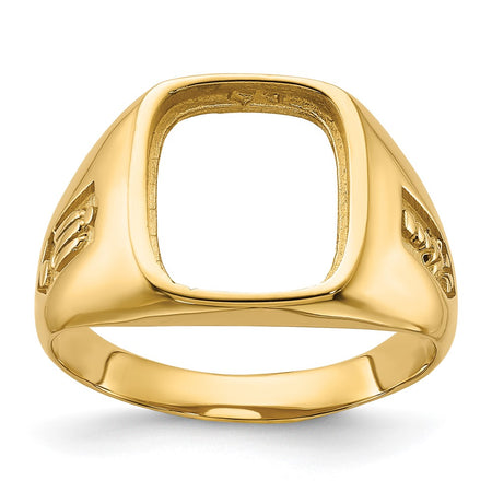 14k Men's Polished and Textured Masonic Ring Mounting (Y1588)