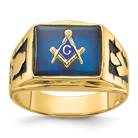 14k Men's Polished and Textured Masonic Ring Mounting (Y1590)