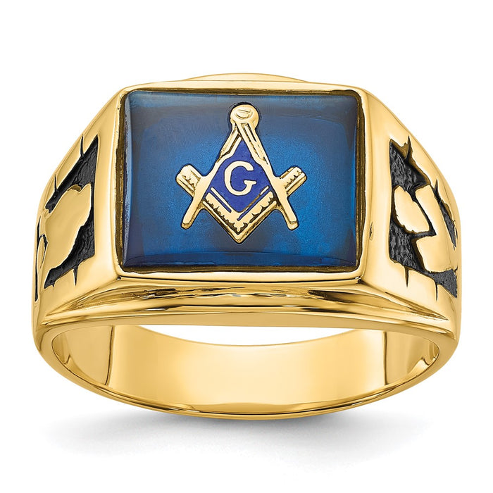 14k Men's Polished and Textured Masonic Ring Mounting (Y1590)