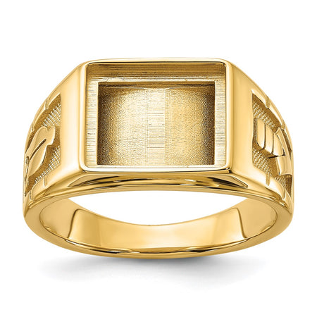 14k Men's Polished and Textured Masonic Ring Mounting (Y1595)