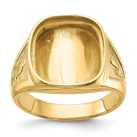 14k Men's Polished and Textured Masonic Ring Mounting (Y1596)