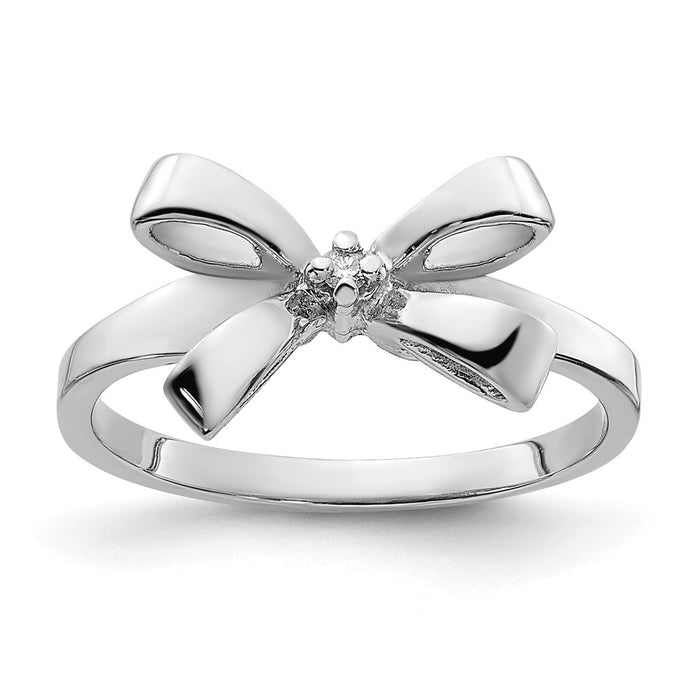 14k White Gold Polished .02ct. Diamond Bow Ring Mounting (Y1709)