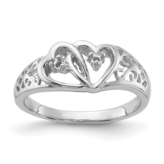 14k White Gold Polished .05ct. Diamond Heart Ring Mounting (Y1730)