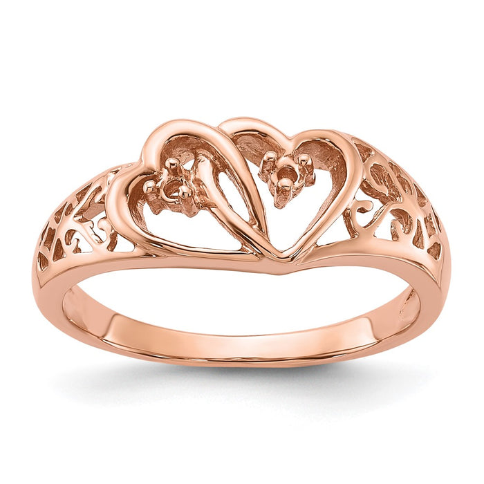14k Rose Gold Polished .05ct. Diamond Heart Ring Mounting (Y1731)