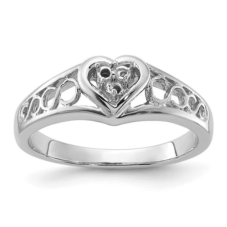 14k White Gold Polished .05ct. Diamond Heart Ring Mounting (Y1733)