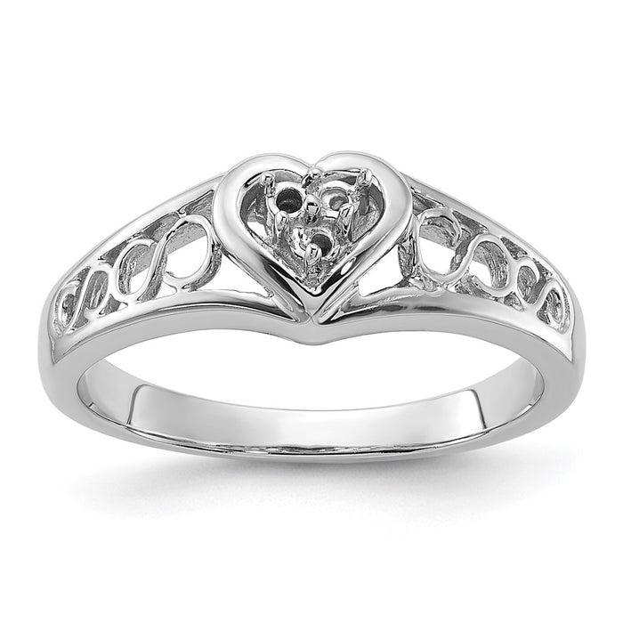 14k White Gold Polished .05ct. Diamond Heart Ring Mounting (Y1733)