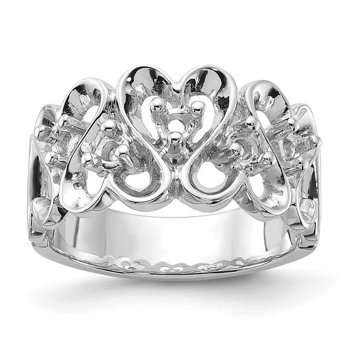 14k White Gold Polished .30ct. Diamond Heart Ring Mounting (Y1736)