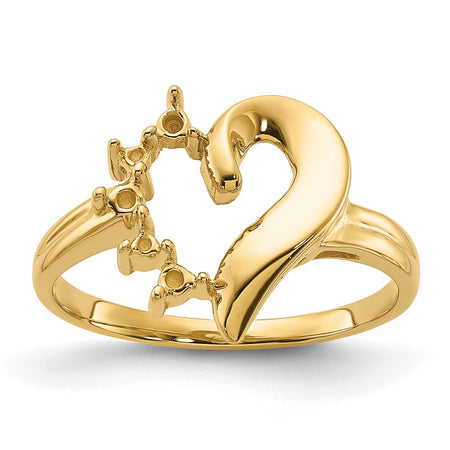14k Polished .14ct. Diamond Heart Ring Mounting (Y1755)