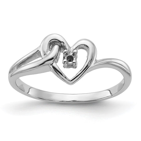 14k White Gold Polished .03ct. Diamond Heart Ring Mounting (Y1766)