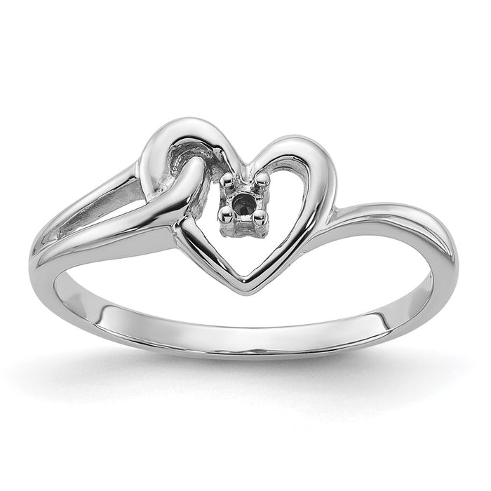 14k White Gold Polished .03ct. Diamond Heart Ring Mounting (Y1766)