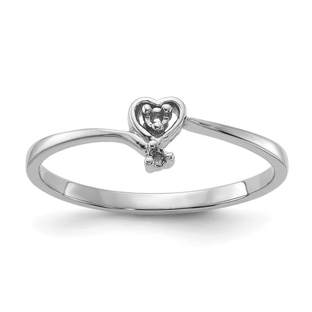 14k White Gold Polished .03ct. Diamond Heart Ring Mounting (Y1772)