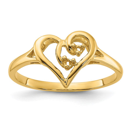 14k Polished .03ct. Diamond Heart Ring Mounting (Y1774)