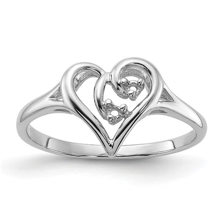 14k White Gold Polished Heart Ring Mounting (Y1775)