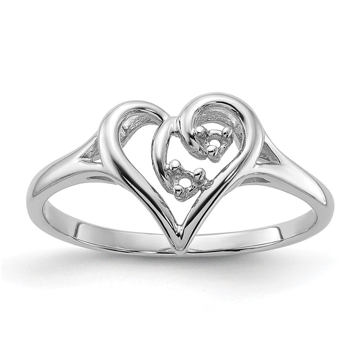 14k White Gold Polished Heart Ring Mounting (Y1775)