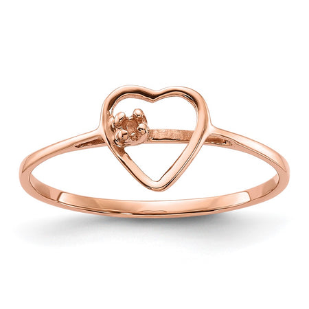 14k Rose Gold Polished .02ct. Diamond Heart Ring Mounting (Y1779)
