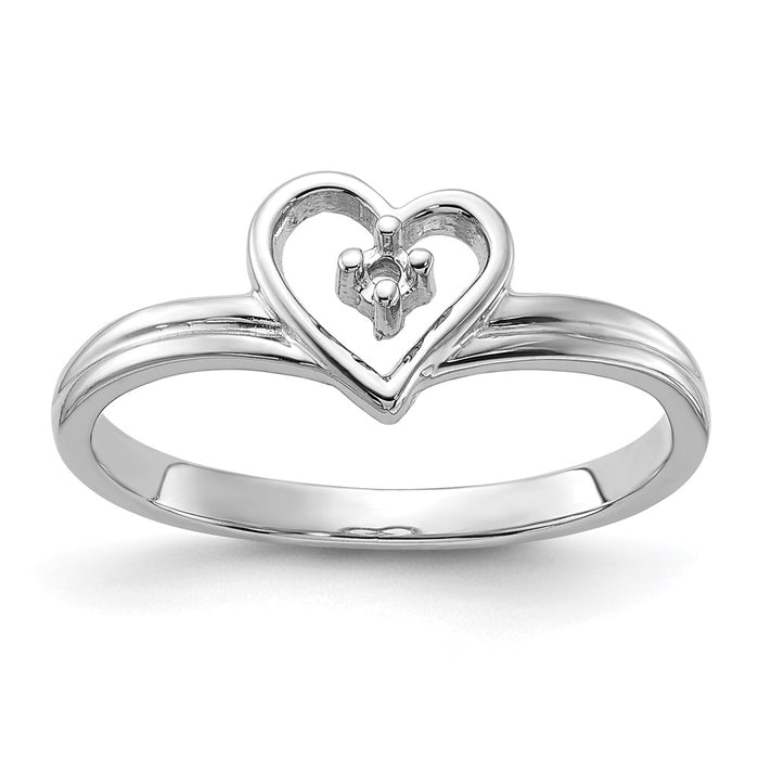 14k White Gold Polished .03ct. Diamond Heart Ring Mounting (Y1781)