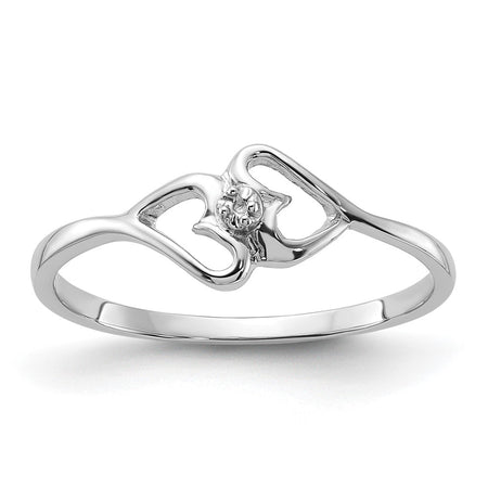 14k White Gold Polished Heart Ring Mounting (Y1787)