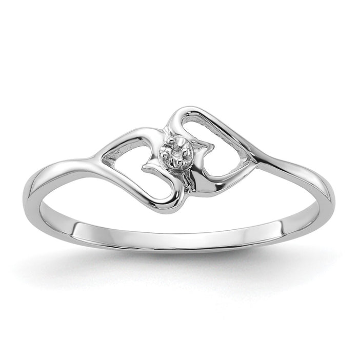14k White Gold Polished Heart Ring Mounting (Y1787)