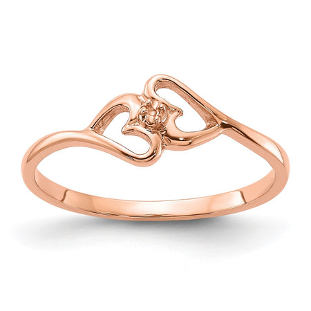 14k Rose Gold Polished .01ct. Diamond Heart Ring Mounting (Y1788)