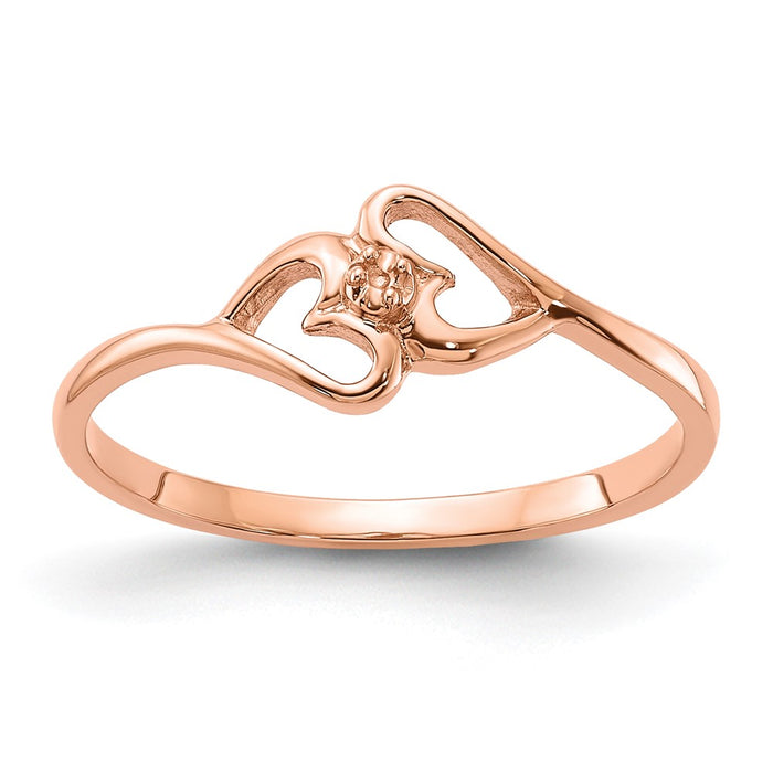 14k Rose Gold Polished .01ct. Diamond Heart Ring Mounting (Y1788)