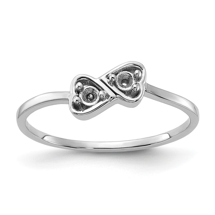 14k White Gold Polished Heart Ring Mounting (Y1793)