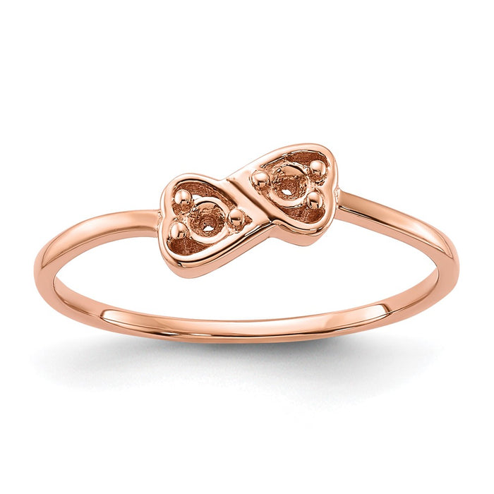 14k Rose Gold Polished .05ct. Diamond Heart Ring Mounting (Y1794)