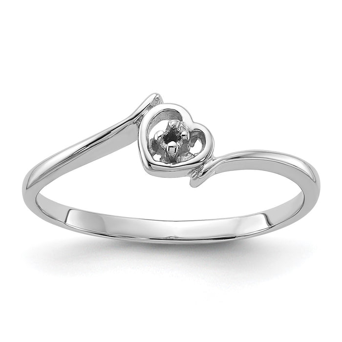 14k White Gold Polished .01ct. Diamond Heart Ring Mounting (Y1815)