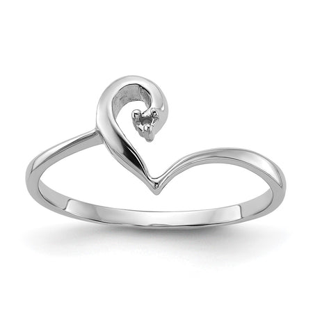 14k White Gold Polished .01ct. Diamond Heart Ring Mounting (Y1829)