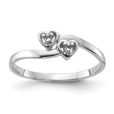 14k White Gold Polished .02ct. Diamond Heart Ring Mounting (Y1836)