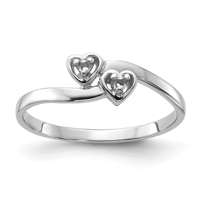 14k White Gold Polished .02ct. Diamond Heart Ring Mounting (Y1836)