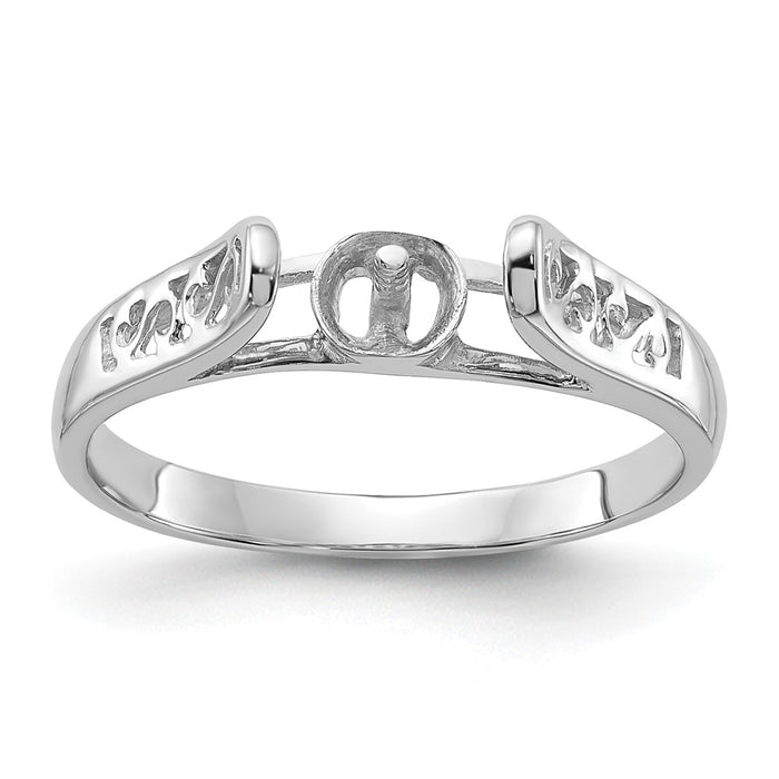 14k White Gold Polished Pearl Filigree Ring Mounting (Y1846)