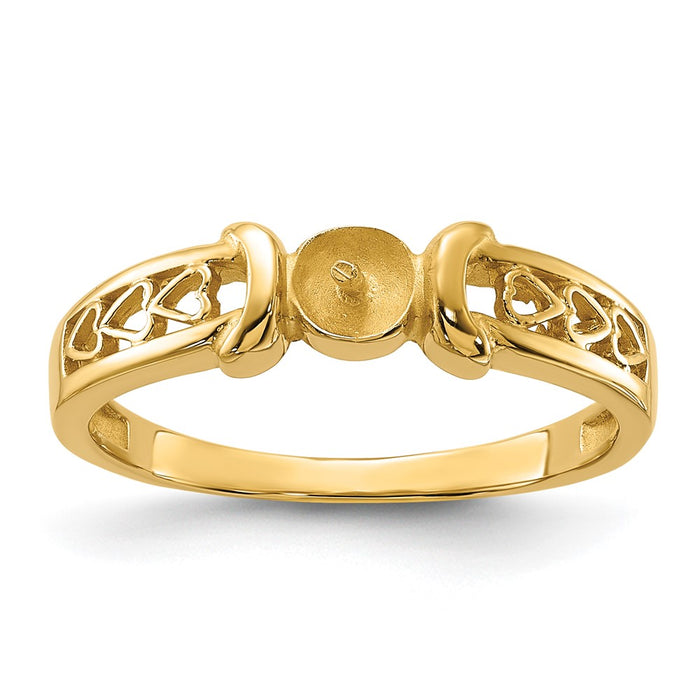14k Polished Pearl Heart Ring Mounting (Y1847)