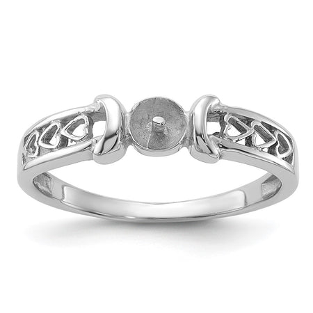 14k White Gold Polished Pearl Heart Ring Mounting (Y1848)