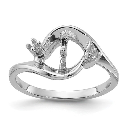 14k White Gold Polished Diamond & Pearl Ring Mounting (Y1850)