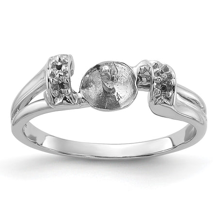 14k White Gold Polished Diamond & Pearl Ring Mounting (Y1852)