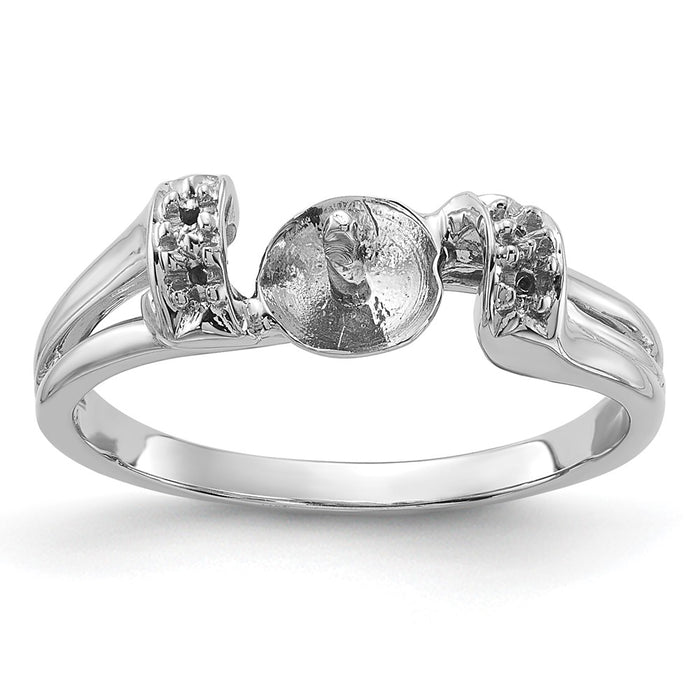 14k White Gold Polished Diamond & Pearl Ring Mounting (Y1852)