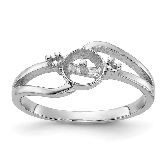 14k White Gold Polished Diamond & Pearl Ring Mounting (Y1854)