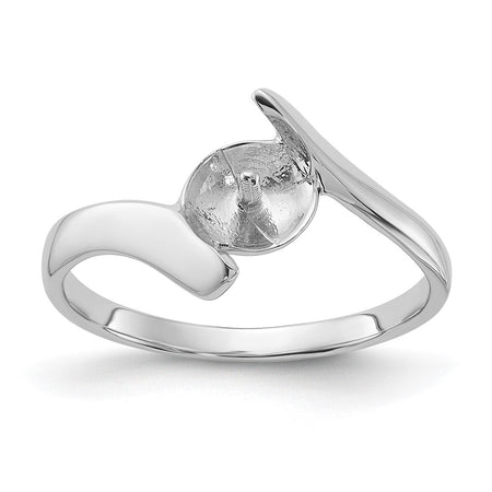 14k White Gold Polished Pearl Ring Mounting (Y1858)
