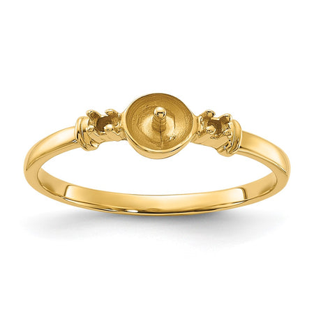 14k Polished Diamond & Pearl Ring Mounting (Y1859)