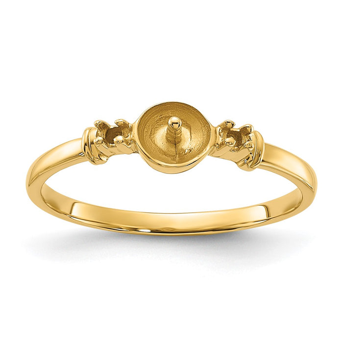 14k Polished Diamond & Pearl Ring Mounting (Y1859)