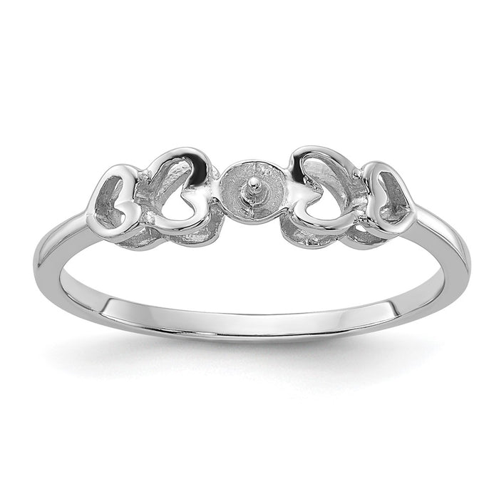 14k White Gold Polished Pearl Heart Ring Mounting (Y1870)